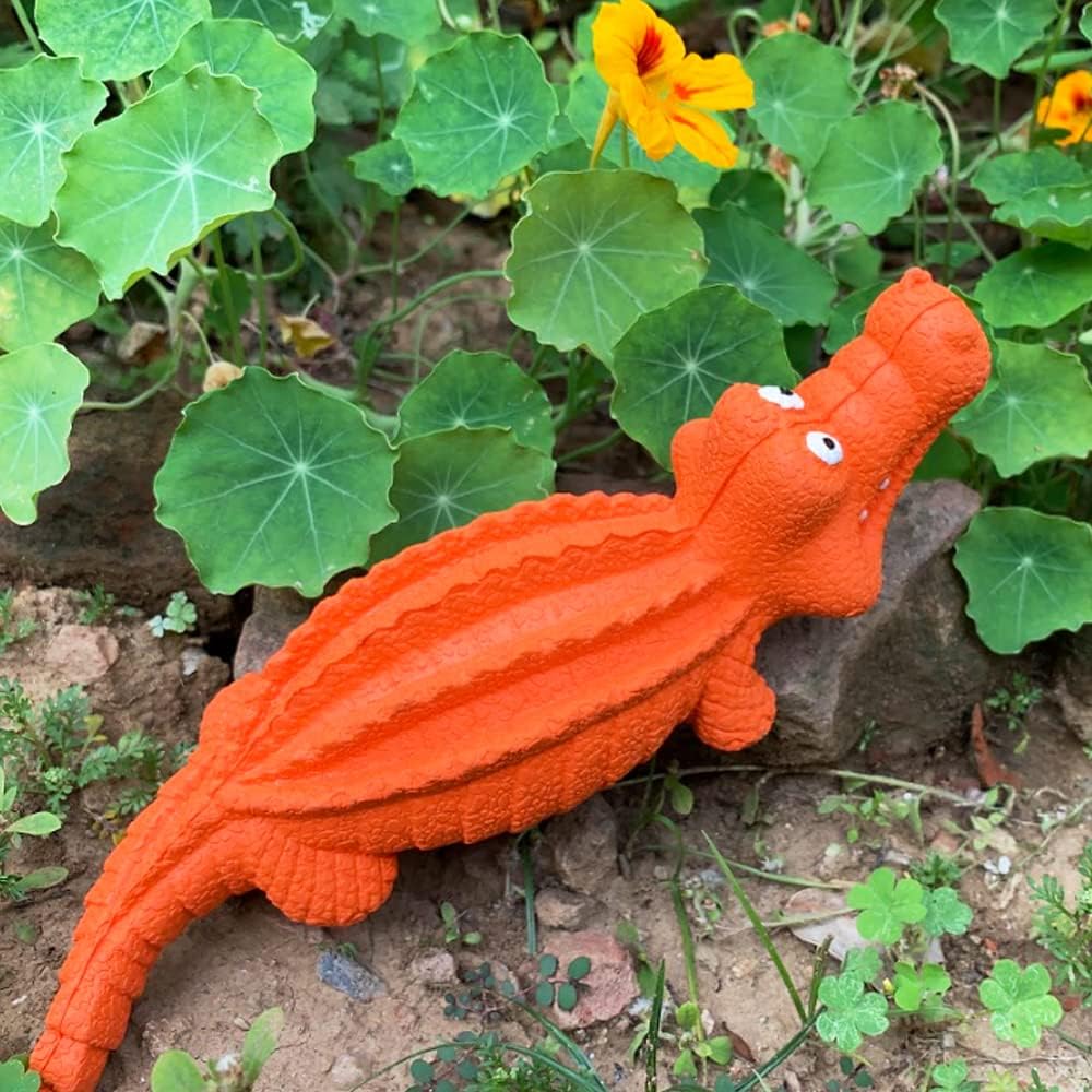 Goofy Tails Zoozies Crocodile Squeaky Toy for Dogs | Non Toxic Natural Rubber Toy for Dogs| Ideal for Medium Chewers