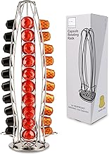 Capsule Rotating Rack - Compatible with Nespresso OriginalLine Coffee Pods, Upright Pods Holder Spins 360 Degrees, Holds 40 Capsules, Premium Stainless Steel Pods Carousel with Non-Skid Felt Base