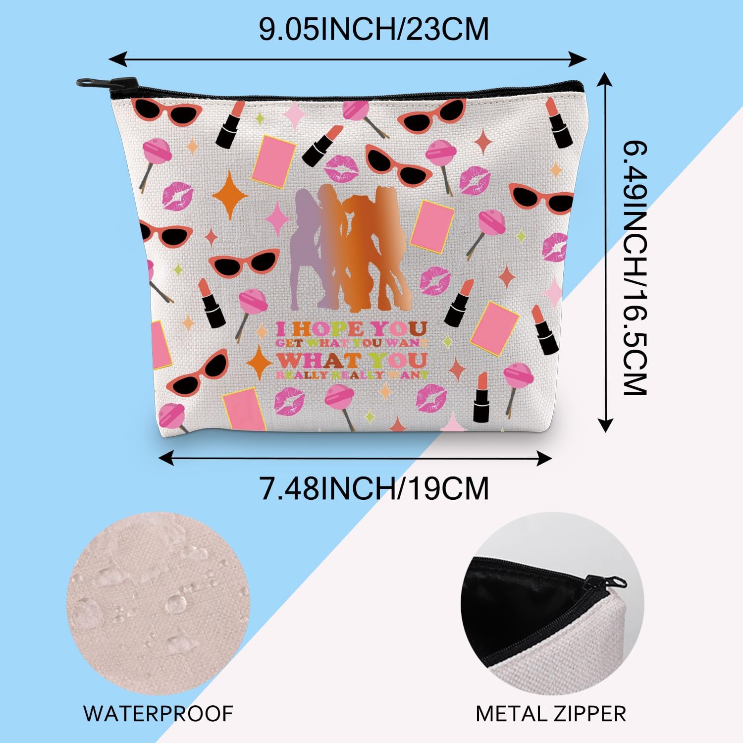 Gzrlyf Spiice Girls Makeup Bag The Music Inspired Canvas Gifts For Women Spiice Girls Wannabe Zipper Pouch (I HOPE YOU) - Image 4