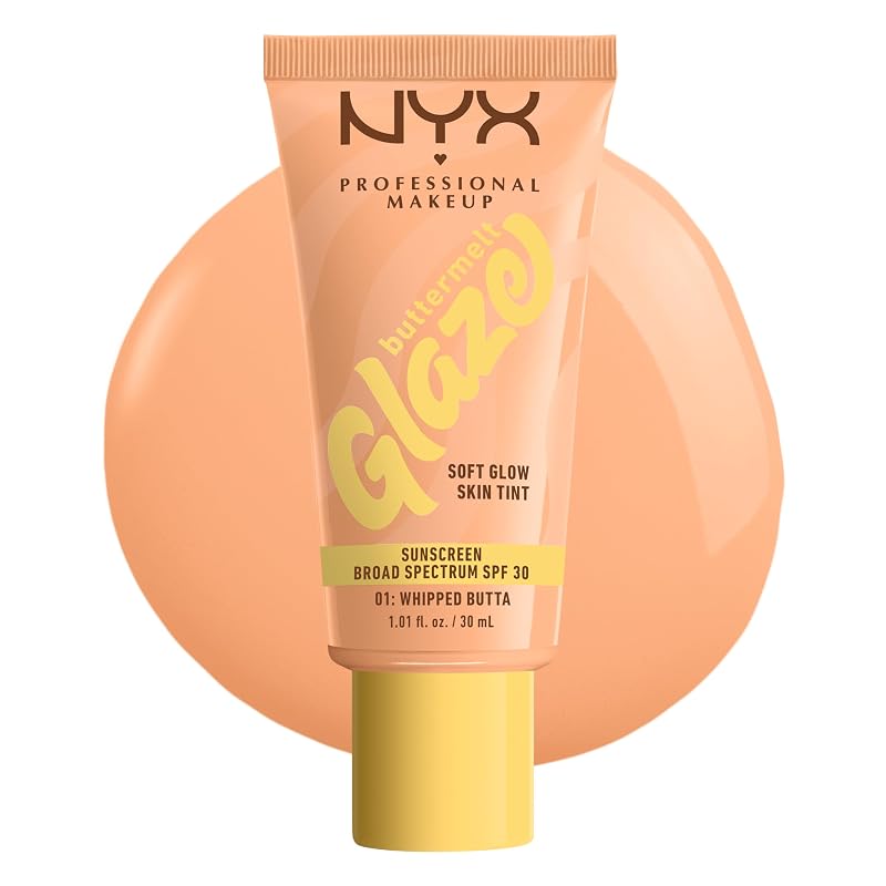 Hidratante com cor NYX PROFESSIONAL MAKEUP Buttermelt Glaze Soft Glow Skin Tint FPS 30, 01 Whipped Butta