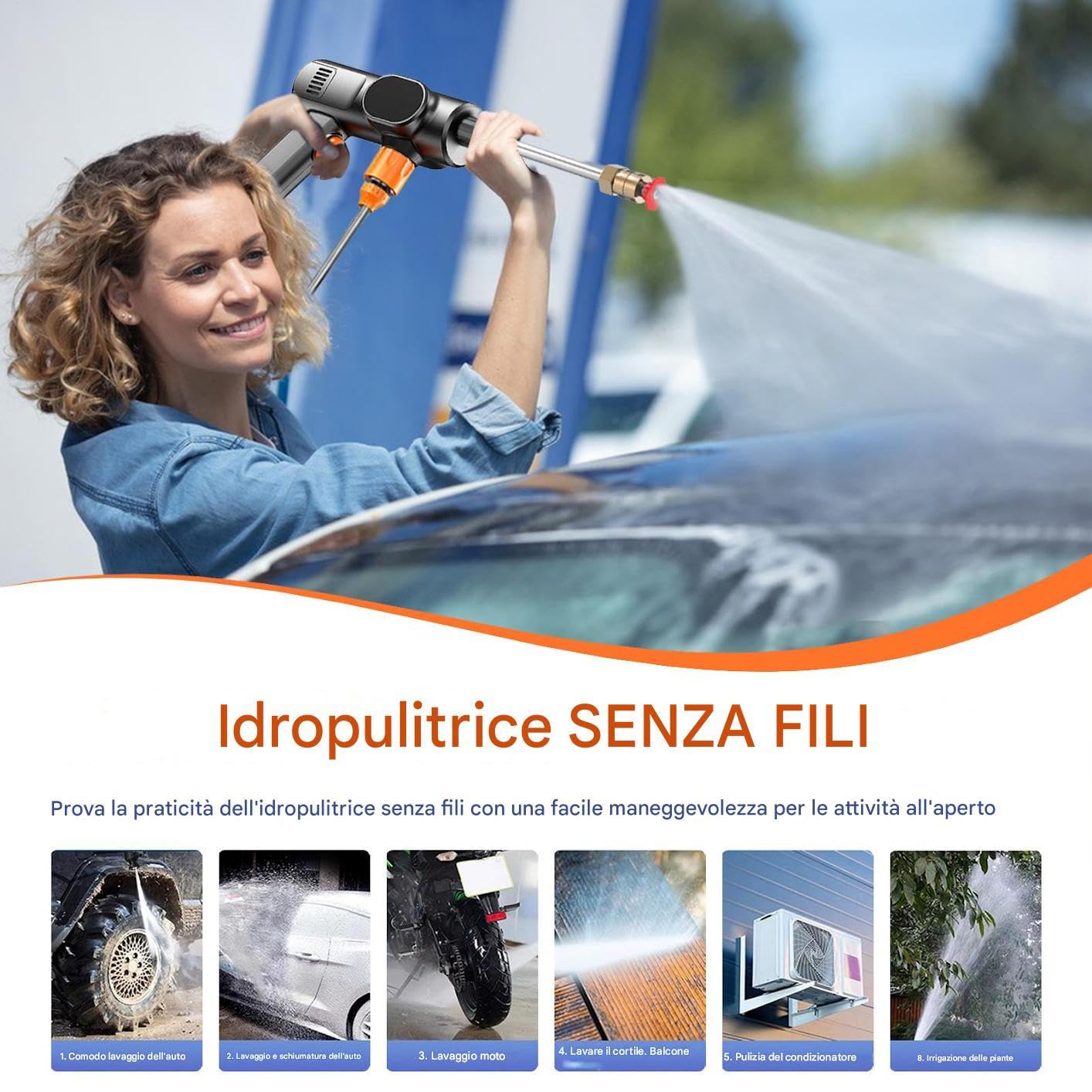Hidrolimpiadora Portátil Inalámbrica 21V Hidrolimpiadora Inalámbrica De | De Suelos Portátil Para Coche Jardín Entrada De Vehículos Terraza Patio Traspatio Industrial Comercial