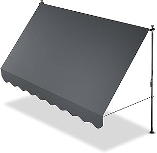 Juskys® Klemmmarkise Kapstadt 300x120 cm - Höhenverstellbar & UV-beständig - Balkon & Terrasse - Wetterfest & Sichtschutz - Terrassenüberdachung Grau