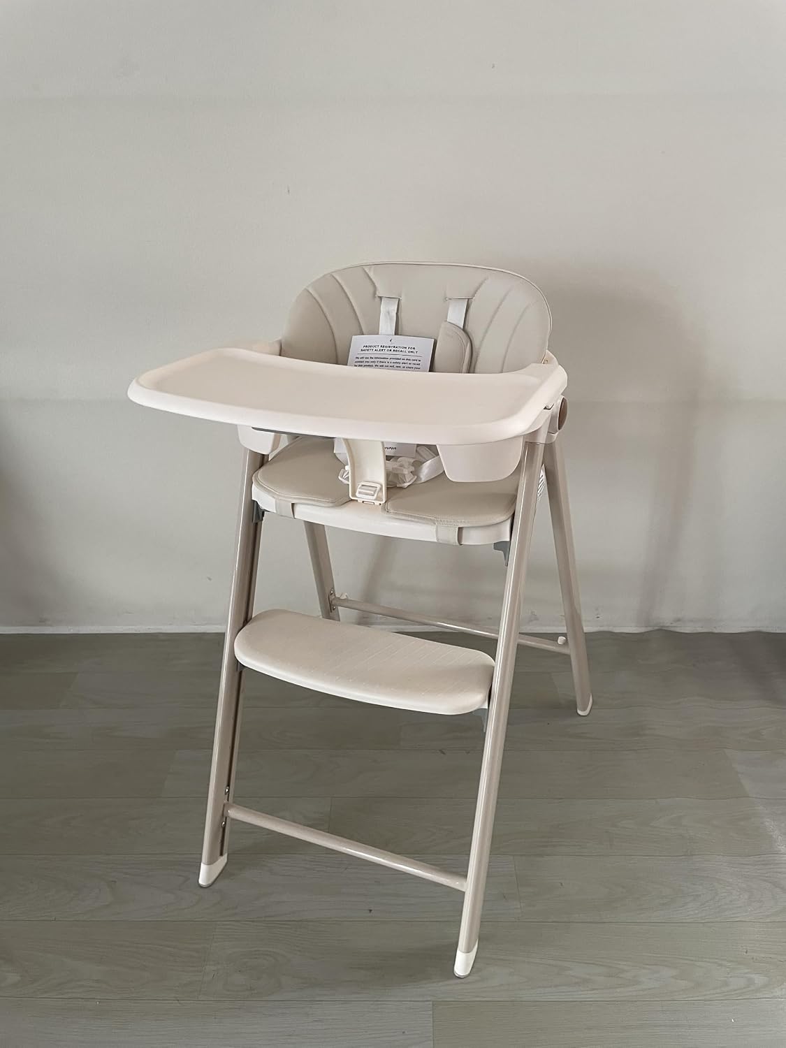 2-in-1 Foldable Baby High Chair & Toddler Standing Tower | for Babies, Toddlers & Adults, Tool-Free Adjustable Seat & Footrest, 5-Point Safety Harness, Easy to Clean, White