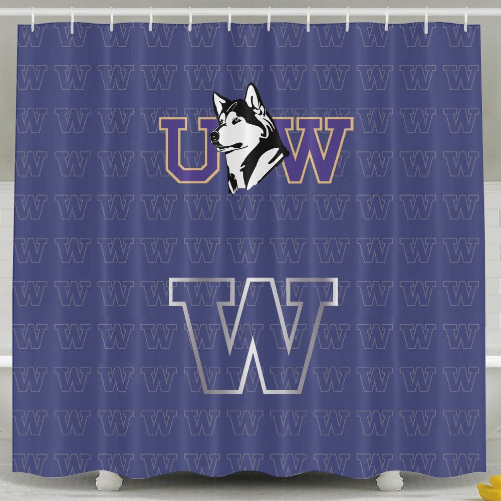 IWKULAD Washington Huskies Platinum Logo Customized Shower Curtains