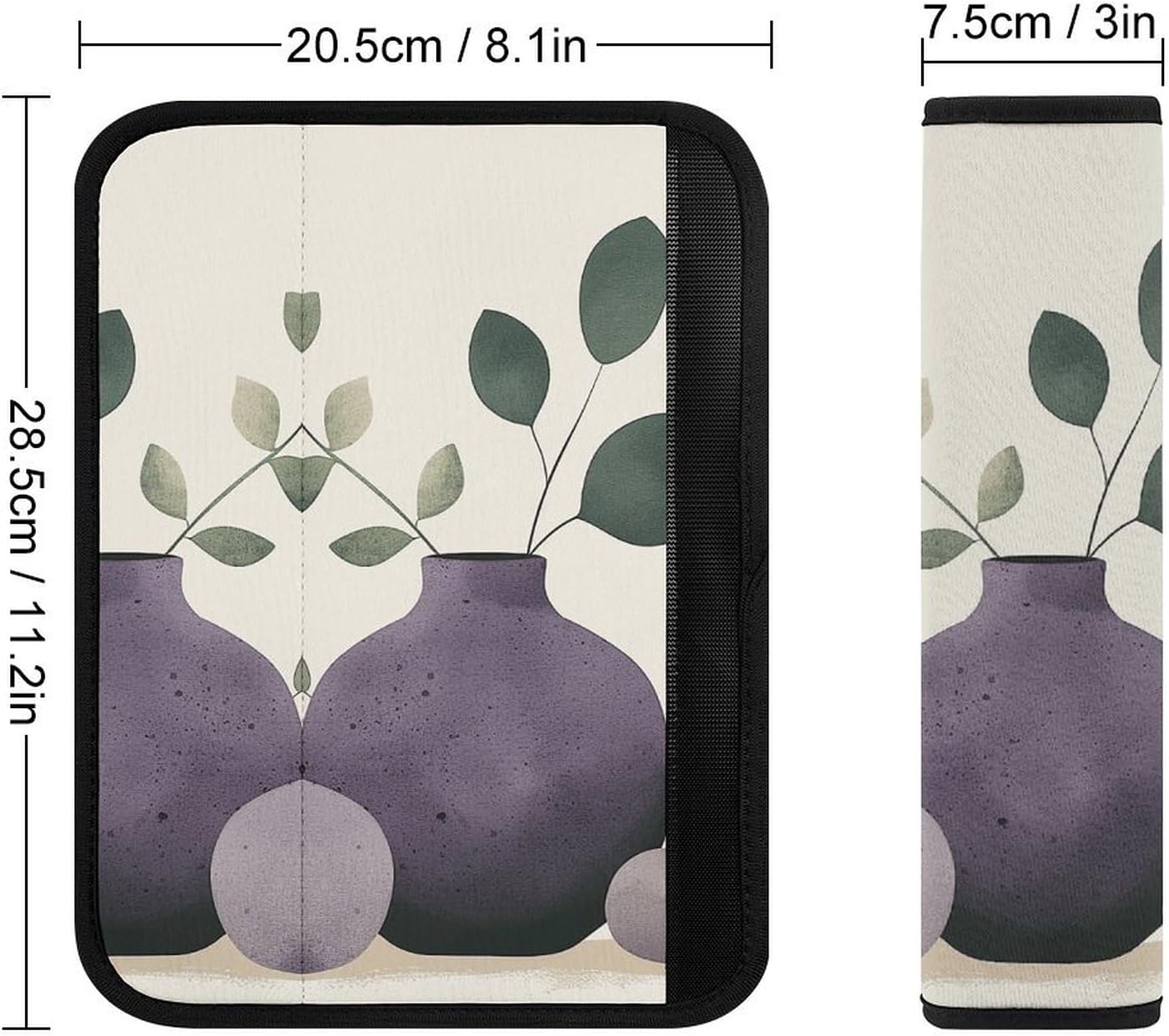 2 PCS Super Soft Car Seat Belt Pad, Cute Dark Purple Vase Printed Waterproof Sweat-Absorbing Seat Belt Covers Backpack Shoulder Pad for All Car Seats Baby Strollers