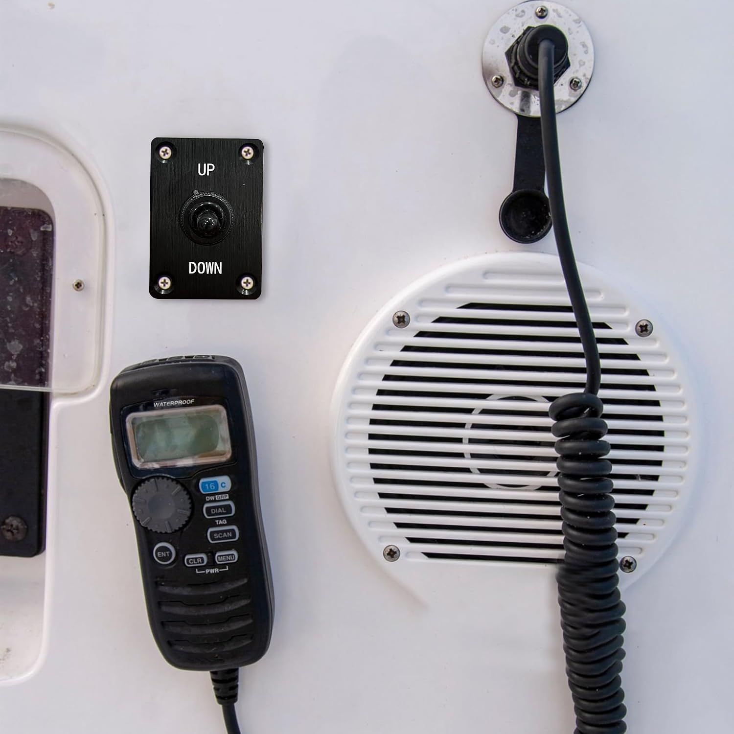 3 Way On/Off/On Toggle Tilt Switches 12V 15A for Marine Boat, Trim Switch Momentary Up Down 3 Position Control Waterproof Cap, Transfer Switch with Mounting Plate(1-3/4"" W X 2-1/2"" H)