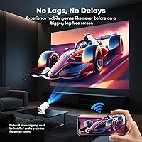 Vista 8 de [Google TV integrado y control de voz] Mini proyector WISHOLY con WiFi y Bluetooth, aplicaciones de transmisión integradas, proyector de películas