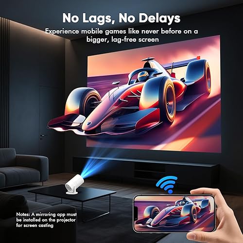 Miniatura 8 de [Google TV integrado y control de voz] Mini proyector WISHOLY con WiFi y Bluetooth, aplicaciones de transmisión integradas, proyector de películas