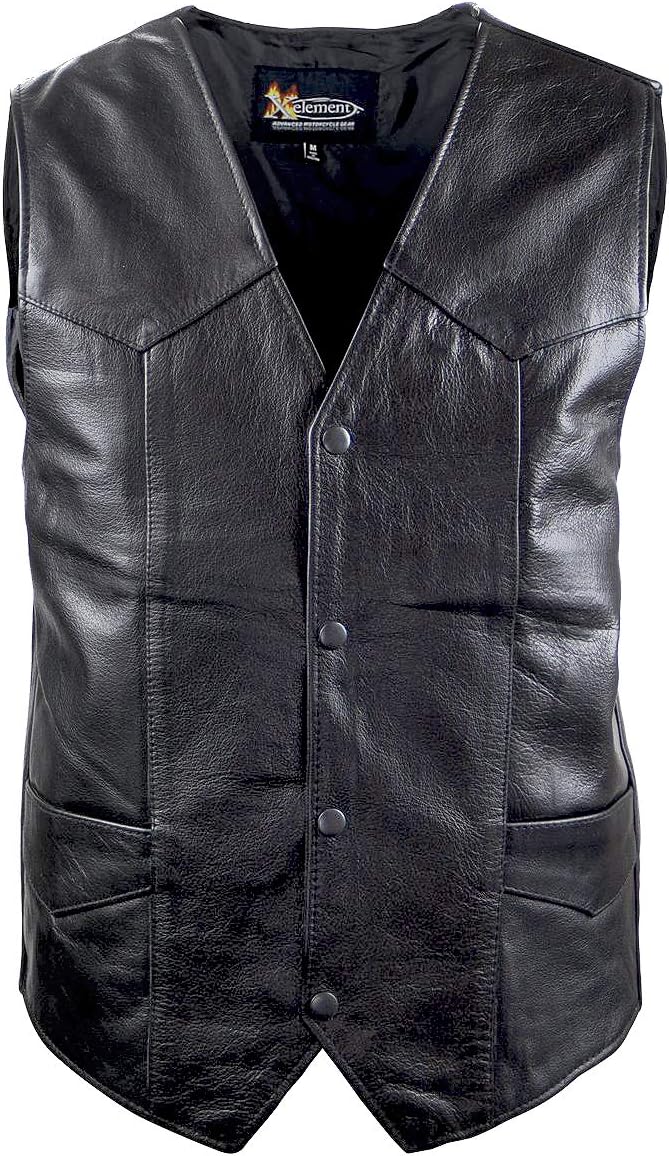 Xelement 1201 Black Motorcycle Leather Vest for Men – Real Genuine Cowhide Xelement 1201 Black Motorcycle Leather Vest for Men – Real Genuine Cowhide