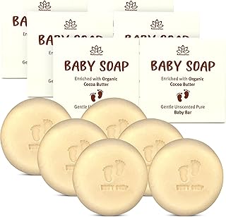 Relaxcation Organic Unscented Baby Soap Bar - 4 SIMPLE INGREDIENTS: ORGANIC Coconut Oil, Olive Oil, Castor Oil and Moisturizing Cocoa Butter - Cold Process Handmade in USA (6 pack)