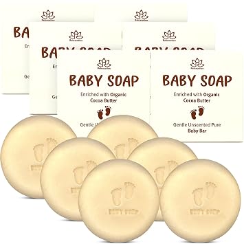Relaxcation Organic Unscented Pure Baby Soap Bar - 4 SIMPLE INGREDIENTS ORGANIC Coconut, Olive Oil, Castor Oil and Moisturizing Cocoa Butter - Cold Process Handmade in USA 6 pack