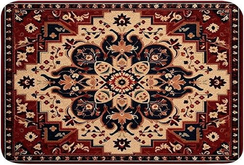Miniatura 3 de Alfombras de baño con diseño floral oriental, vintage, para niños pequeños, alfombras de baño de medallón persa, 20 x 32 pulgadas, tapetes bohemios