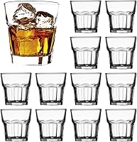 Vista 9 de QAPPDA Vasos transparentes – Vaso de cóctel antiguo de 7 onzas, vidrio de base pesada para bourbon, jugo, bebidas y vasos de chupito, paquete de 12