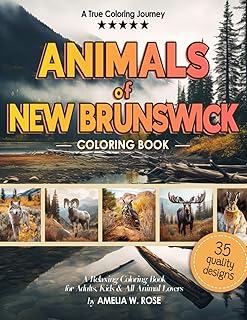 Animals of New Brunswick: Wild Animal Coloring Book For Kids And Adults Featuring Easy & Relaxing Colouring Pages of Local Canadian Wildlife Forest Animals And Birds