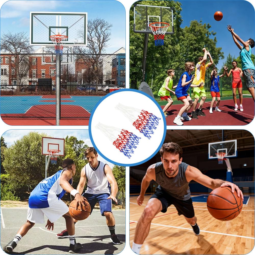 2 Pezzi Rete Canestro Basket Esterno,Retina Basket Outdoor Nylon,HMCEY Canestro Pallacanestro da Muro,Portable Basketball Net Ricambio,Rete da Baskets Rimovibile per Bambini, Sport, Scuola