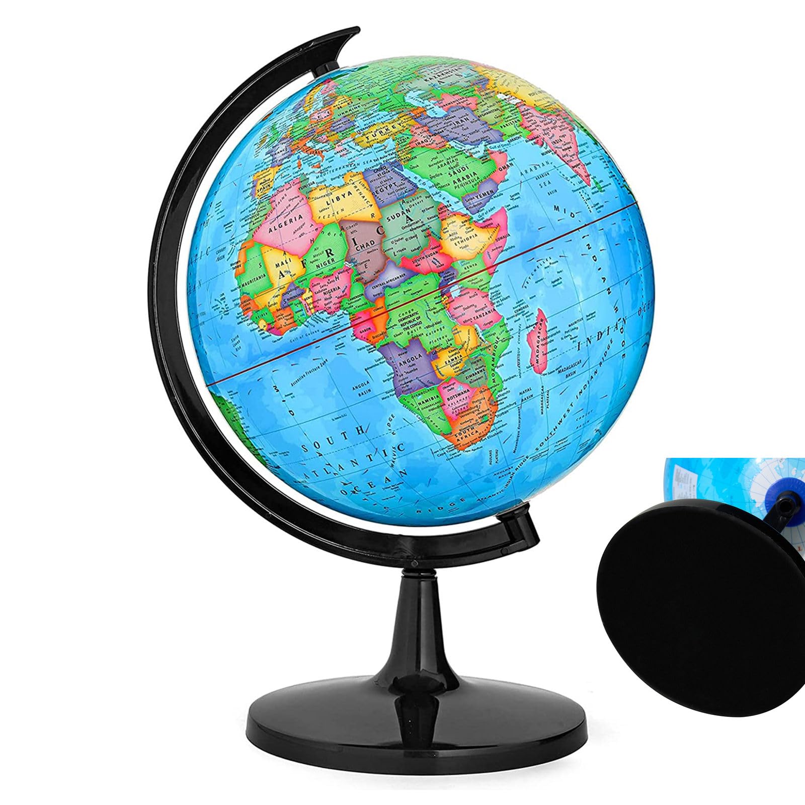 32CM Educational World Globe with Weighted Base, Classroom Decorative Large Earth for Students & Geography Teachers, 360° Rotating Interactive Globe with World Map-Learning Tool& Educational Toys