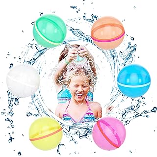 Huicn Reusable Water Balloons, 6 PCS Magnetic Water Balloons Self Sealing Quick Fill for Kids/Adults, Refillable Silicone ...