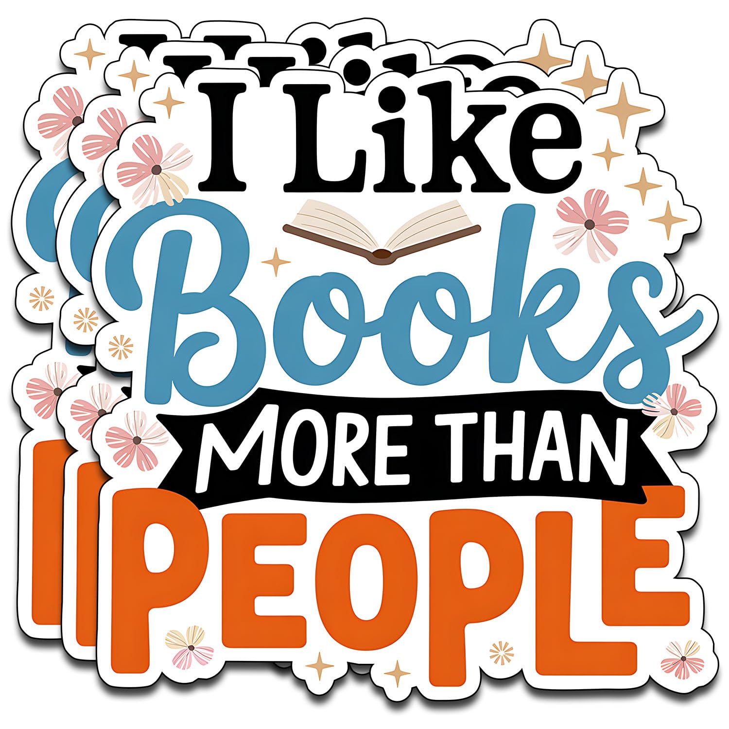 Photo 1 of (3PCS) I Like Books More Than People Vinyl Sticker Pack Durable Waterproof Stickers for Laptop Water Bottle Car Bumper Phone Case