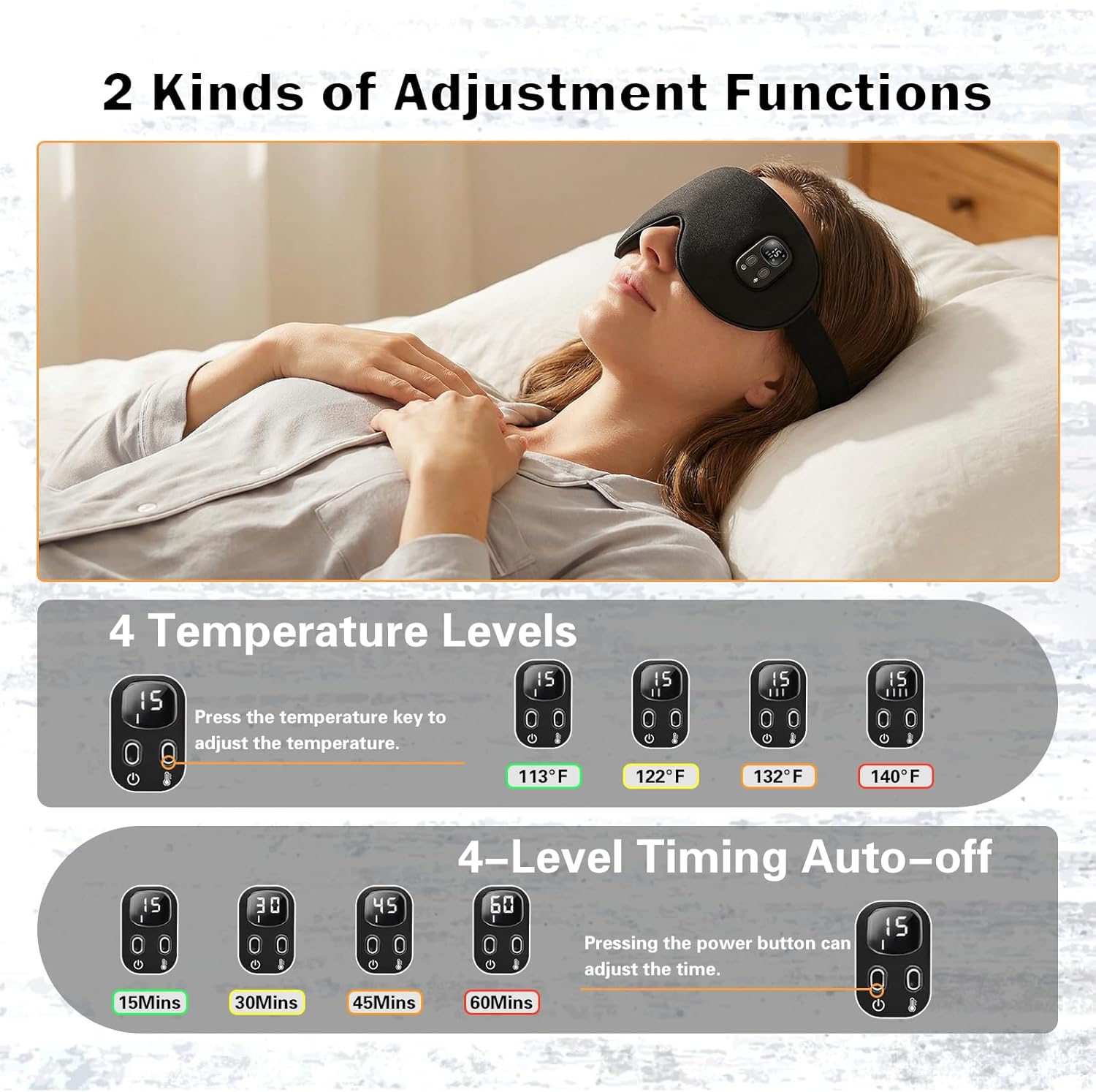 Heated Eye Mask,Cordless Eye Mask for Dry Eyes,Eye Relief, Improved Sleep,Eye Heating Pad for Travel, 4 Heat Levels, 4-Level Timing, Washable Cover, Travel, Gifts for Family(Black) (Black)