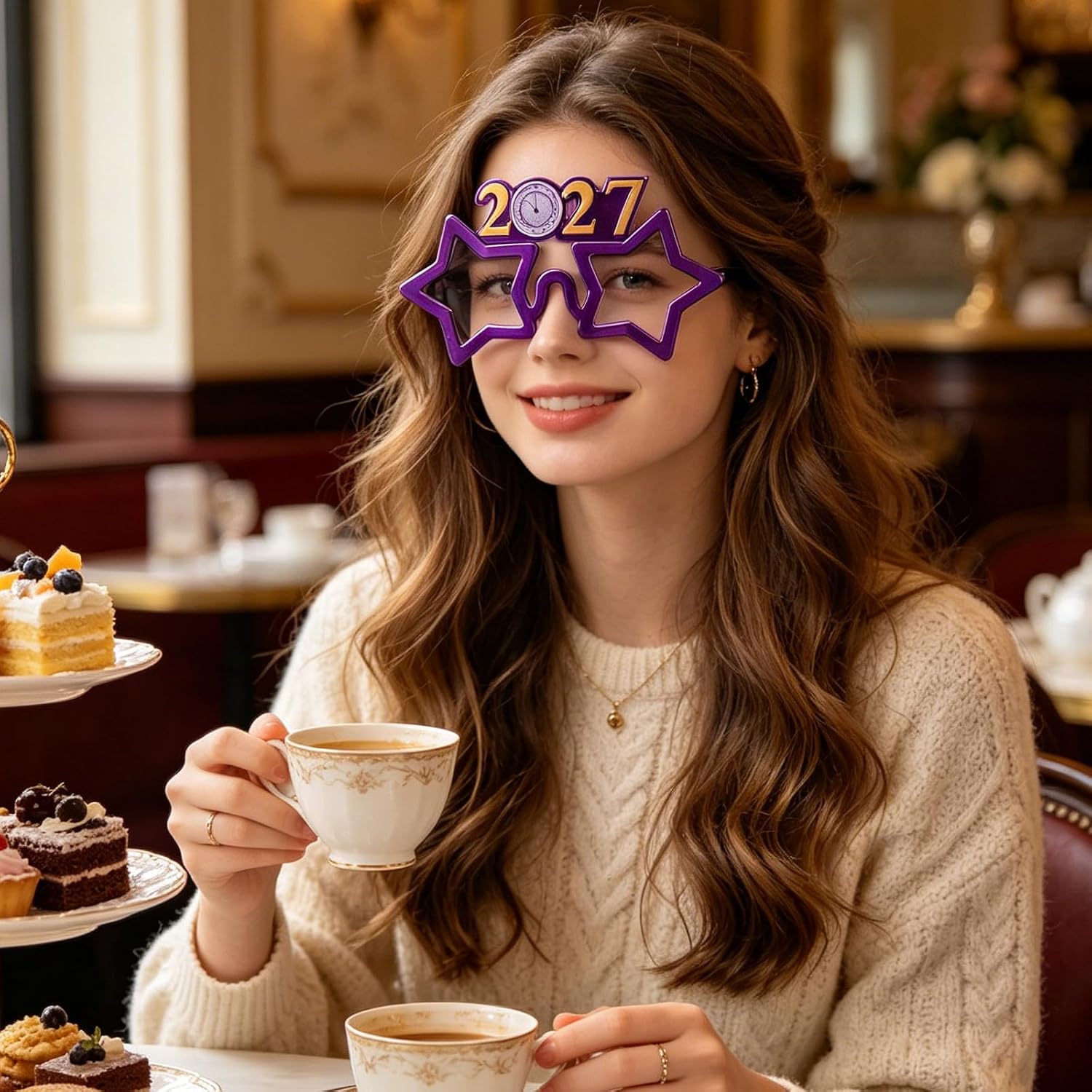 6pcs Lightweight 2027 Birthday Party Glasses with Crack-Resistant PC Frame, Novelty Number Sunglasses for New Year’s Eve Celebration Photo Props and Adults