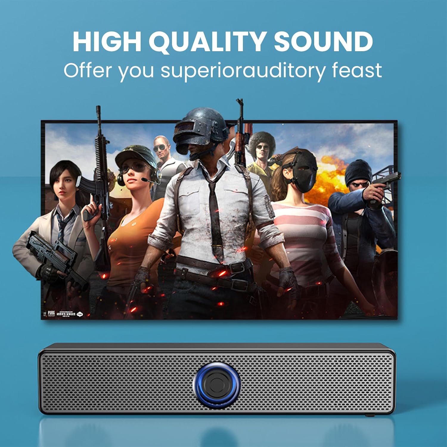 Center Channel Speaker, 3.5mm Wired Compact Speaker, Plug and Play Audio Speaker for Home Theater & Gaming
