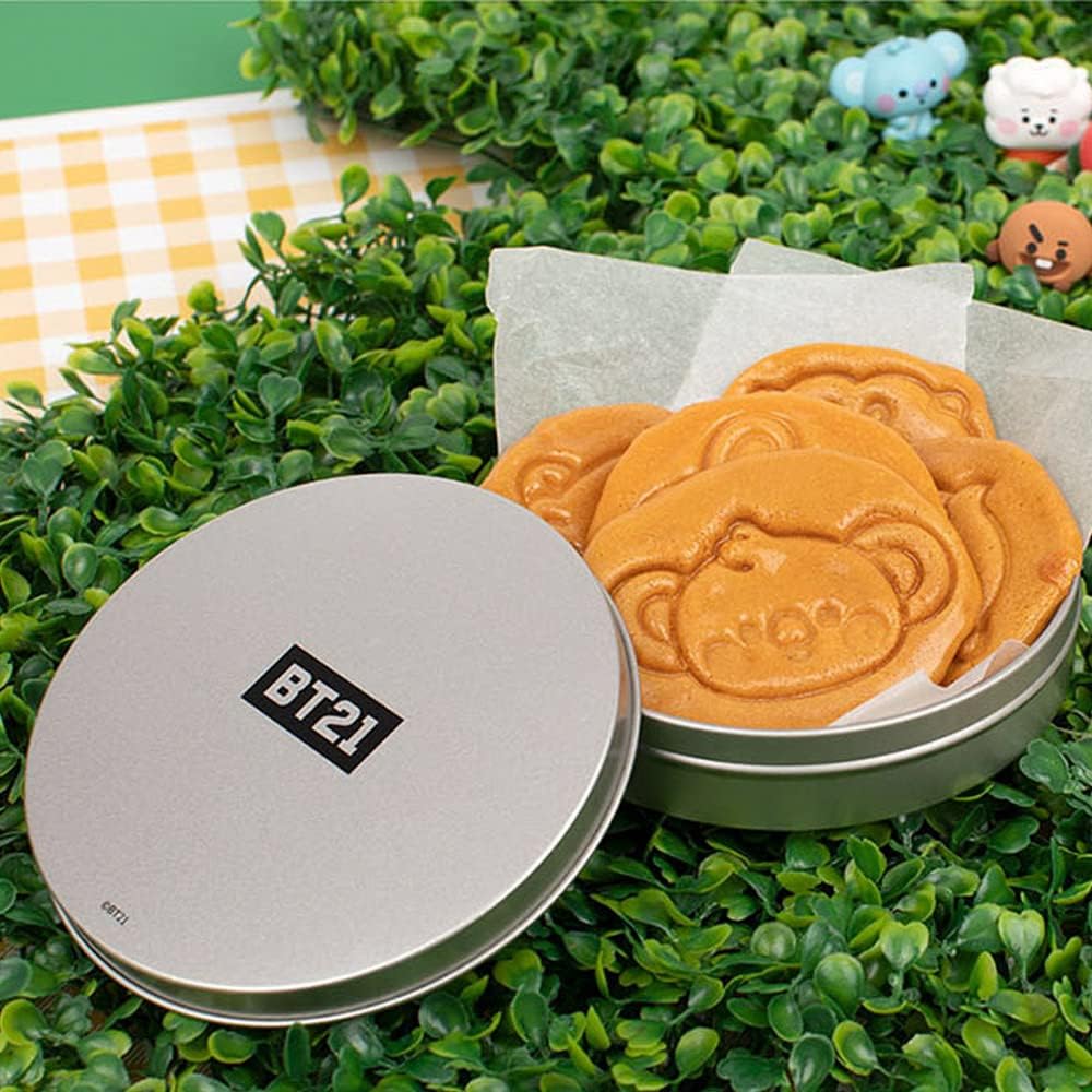 BT21 Squid Biscuits Sugar Pie Game Korean Sugar Candy Making Tools Set DALGONA Kit (7pcs in 1set), Ladle, Shape frame, Press Stainless Steel, bottom plate, Circle case