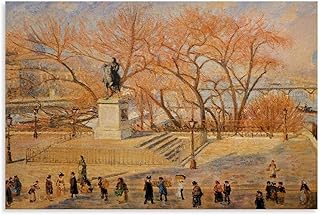 Camille Pissarro Pointillist Oil Painting Poster Square Du Vert Galant Sunny Morning Canvas Painting for Bedroom Living Room Decor 12x08inch(30x20cm) Unframe-style