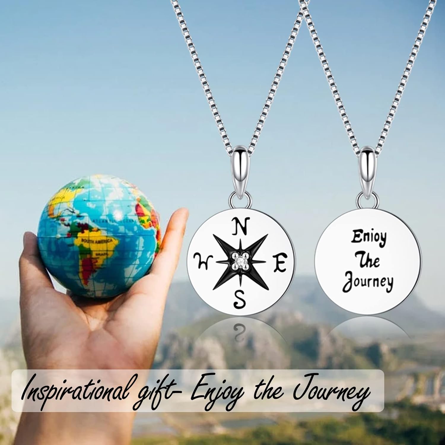 EPIRORA 2024 Graduation Gifts for Her, Sterling Silver Compass Necklace for Women, High School College Class of 2024 Graduation Inspirational Jewelry Gifts - Image 9