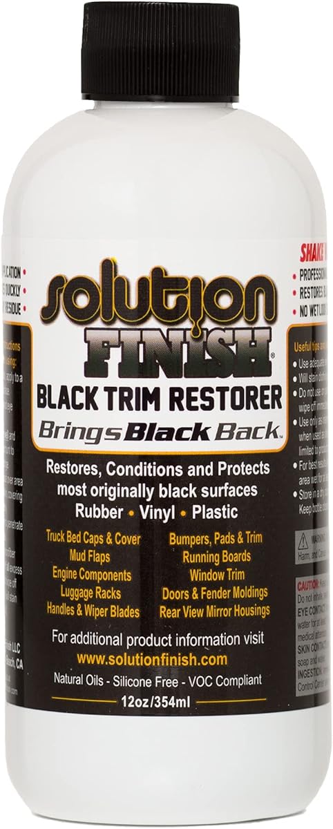 Black Plastic & Vinyl Trim Restorer - Use for Car and Truck Detailing, No Wet Look, Instantly Revives Color to Trim, Bumpers, Mud Flaps, Etc., Black (12 oz)