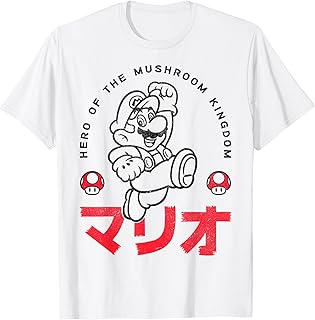 Super Mario Mushroom Kingdom Hero Kanji Graphic T-Shirt T-Shirt