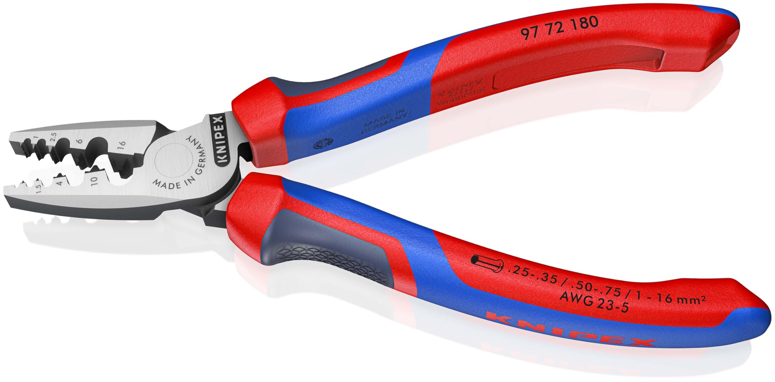 Knipex Pince à sertir pour embouts de câble avec poignées comfortables 180 mm, 97 72 180