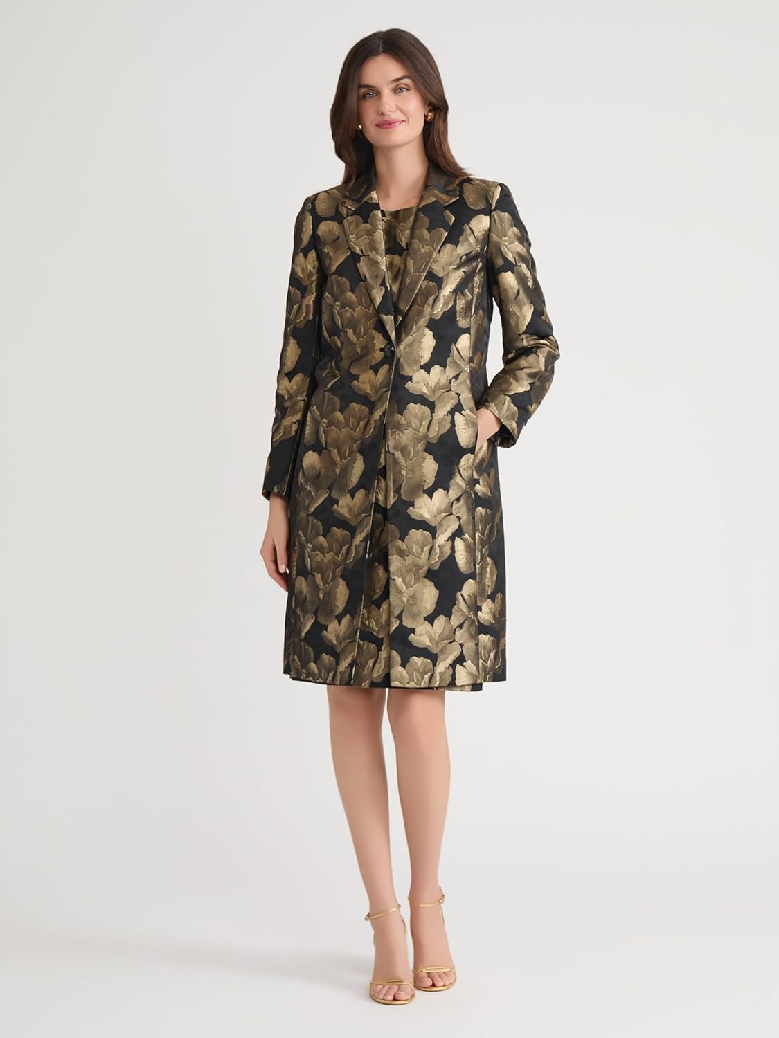 Kasper womens Jacquard One Button Topper Jacket - Image 2