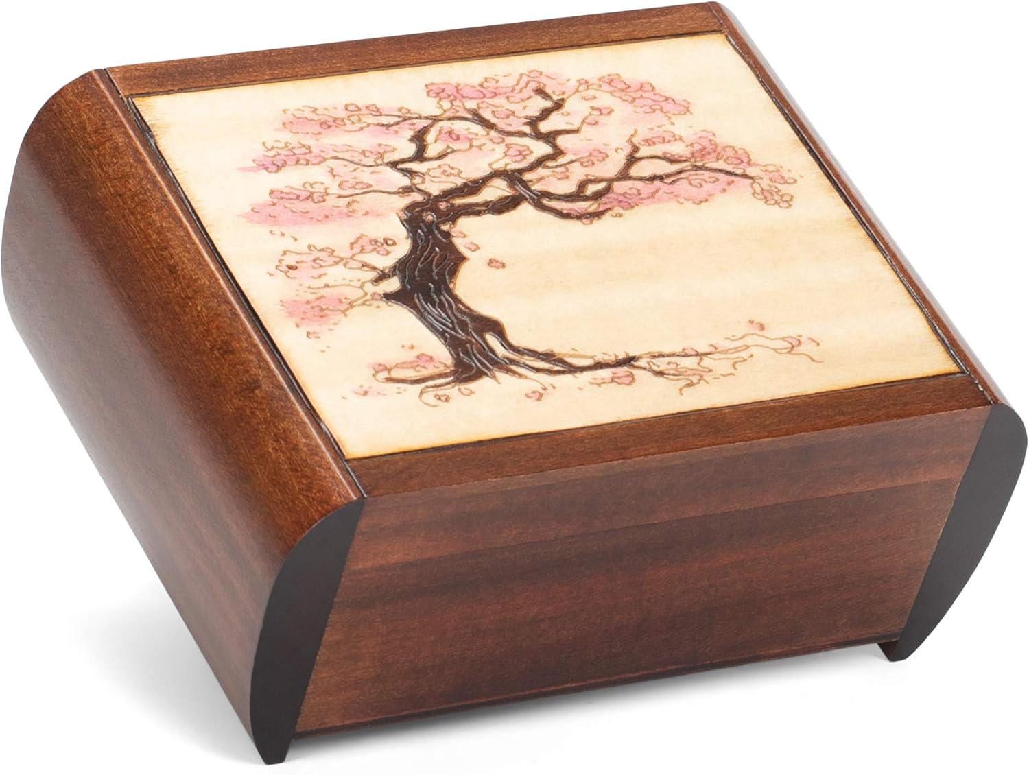 M. Cornell Tree Trick Puzzle Natural Brown 6 x 4 Solid Wood Decorative Hinged Box