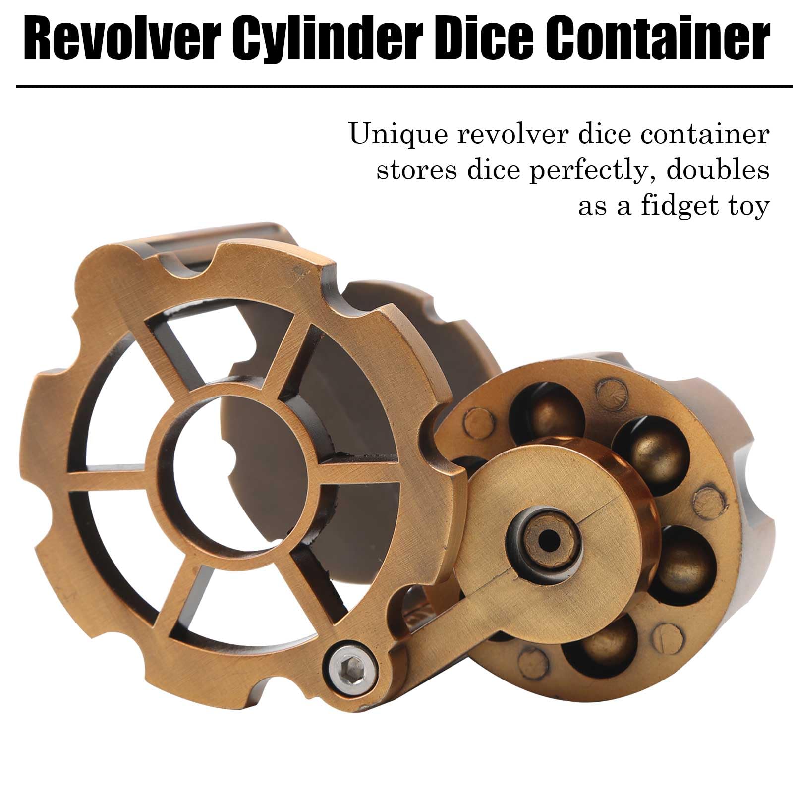 Yuehuam Polyhedral Bullet Dice Set 8 Metal Bullet Dice Revolver Cylinder Dice Holder with Spinning Revolver Cylinder Case, Dice Set for D&D Theme Tabletop Games