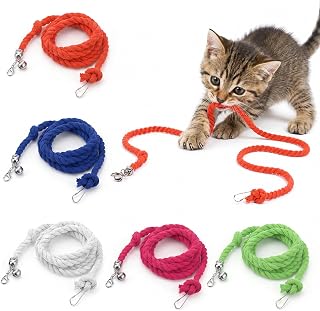 5 Pack Cat Wand Replacement Strings Cat Teaser Wand Refill String | Interactive Cotton Rope Cat Toy, with Clips Bell, Kitten Cat Stick, Universal Fit, Indoor, Playtime, Pouncing Biting
