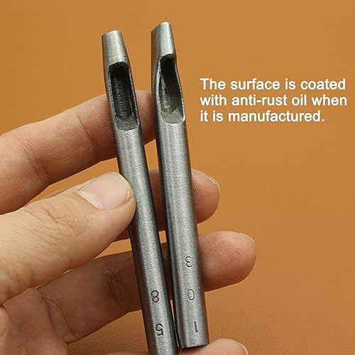 Miniatura 2 de Juego de perforadoras ovaladas de 9 tamaños para cuero de 0.06 a 0.19 pulgadas, acero al carbono, kit de herramientas de perforación de mano para