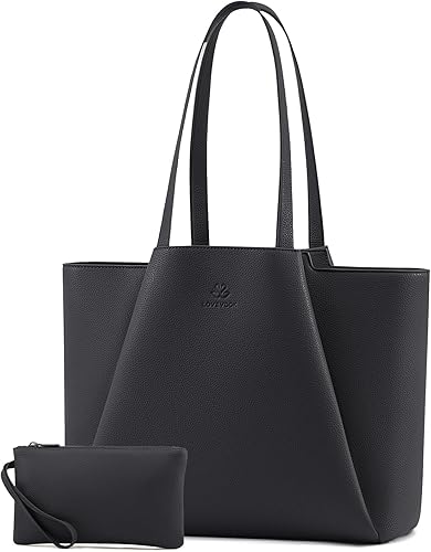 Miniatura 12 de LOVEVOOK Bolsa para laptop para mujer, 15.6 pulgadas, piel sintética, con embrague, bolsa de oficina de gran capacidad Café,Negro -,Sandy,Negro y