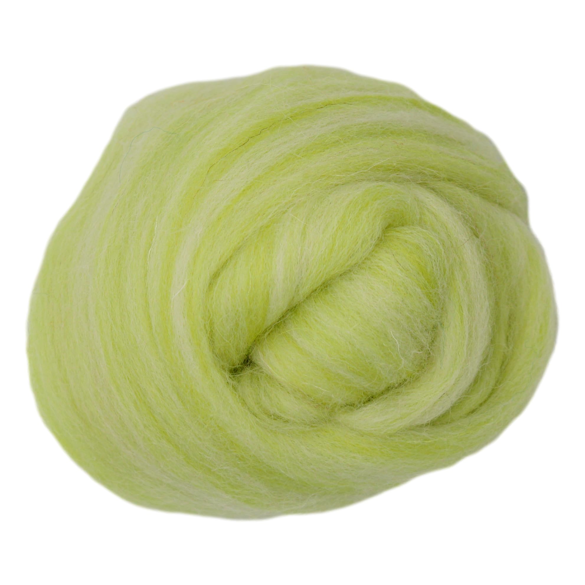 mjolda Filzwolle 20gr. Merinowolle/Märchenwolle zum Trockenfilzen und Nassfilzen (Hellgrün-Weiß)
