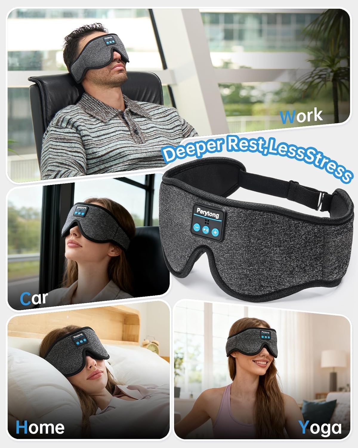 2 Pack Sleep Headphones & Sleep Mask Set, Sleep Headband Headphones with Bluetooth Eye Mask, Ultra-Thin HD Stereo Speaker for Side Sleepers, Sports, Workouts, Insomnia, Yoga, Air Travel, Meditation