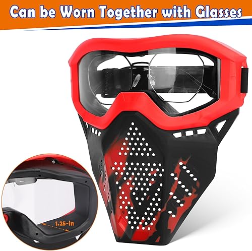 Vista 4 de POKONBOY 4 Pack Tactical Mask for Kids, Safety Goggles Compatible with Nerf Rival, Apollo, Zeus, Khaos, Atlas, & Artemis Blasters Age 8+ Years Old 4