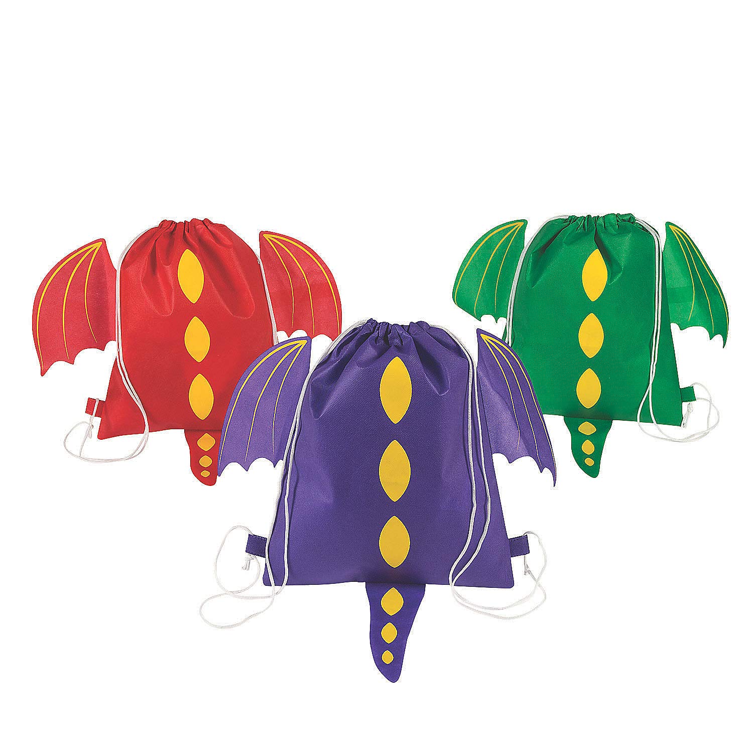 Fun Express Medium Dragon Drawstring Bags - Apparel Accessories - 12 Pieces - Multi