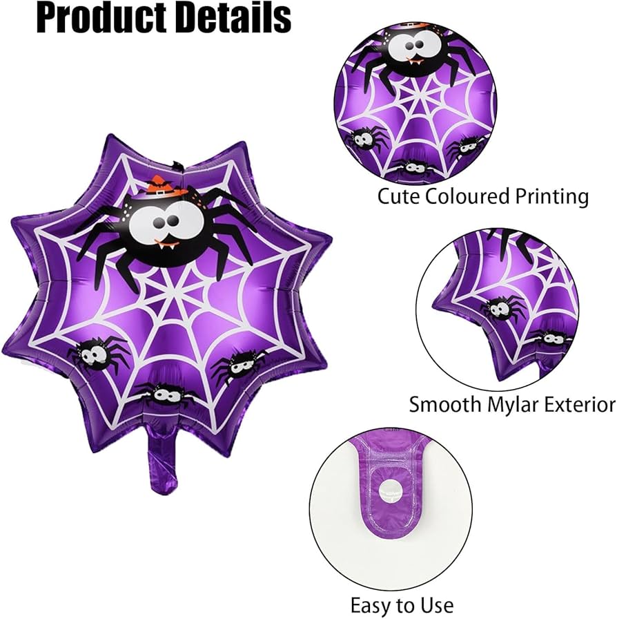 Amazon | 蜘蛛の巣バルーン ハロウィンホイルバルーン 紫の蜘蛛の巣