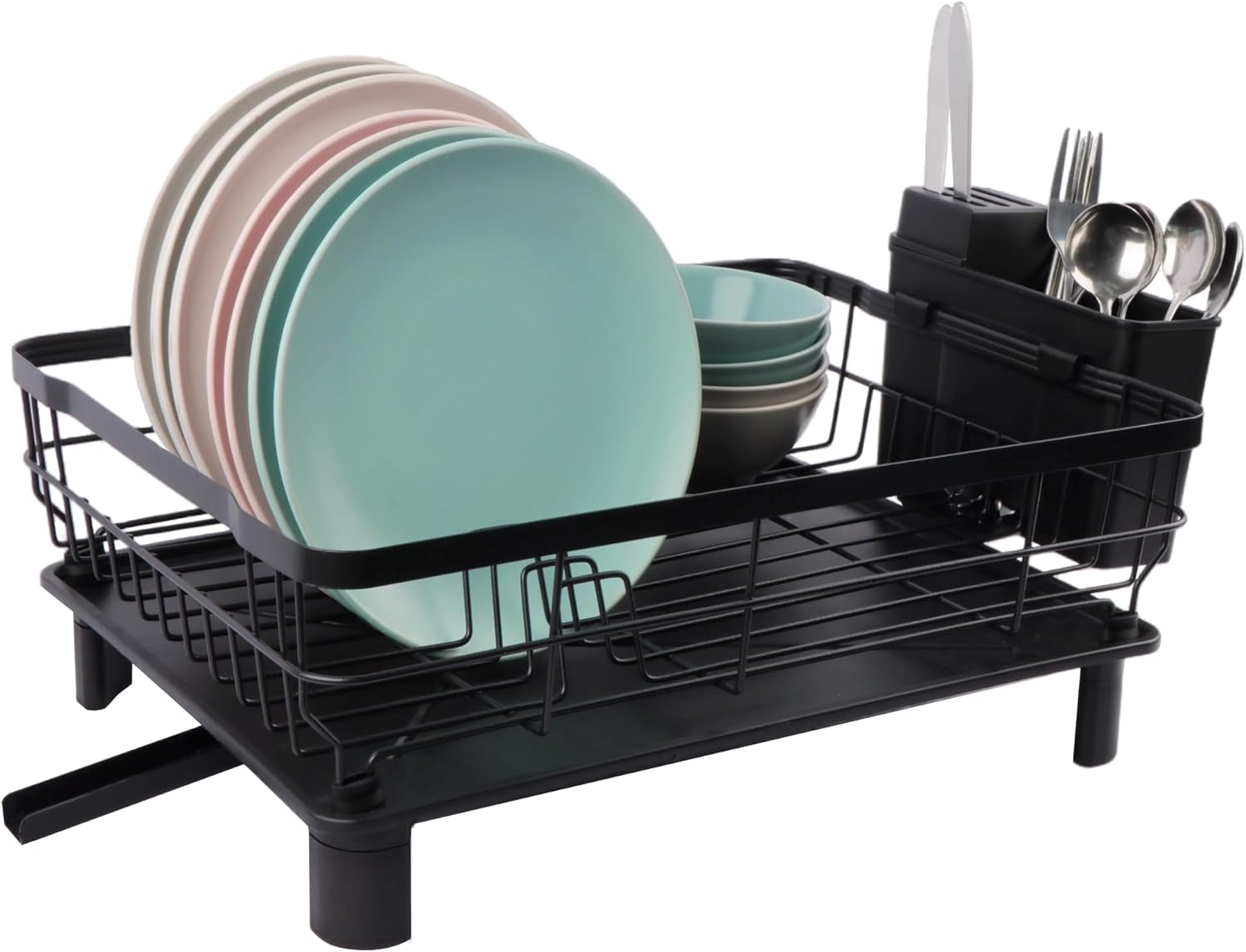 Dish Drainer Rack,Dish Drying Rack Kitchen with Cutlery Holder,Draining