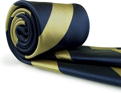 Vista 11 de S&W SHLAX&WING Corbata para hombres Lazos a rayas verde, amarillo y azul para trajes de negocios