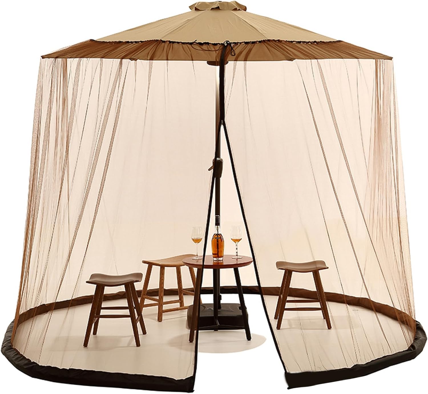 Patio Umbrella Net 118x91 Inch Fine Mesh Breathable Patio Umbrella Mosquito Net with Zipper Door & Drawstring Protective Mosquito Netting, Netting for