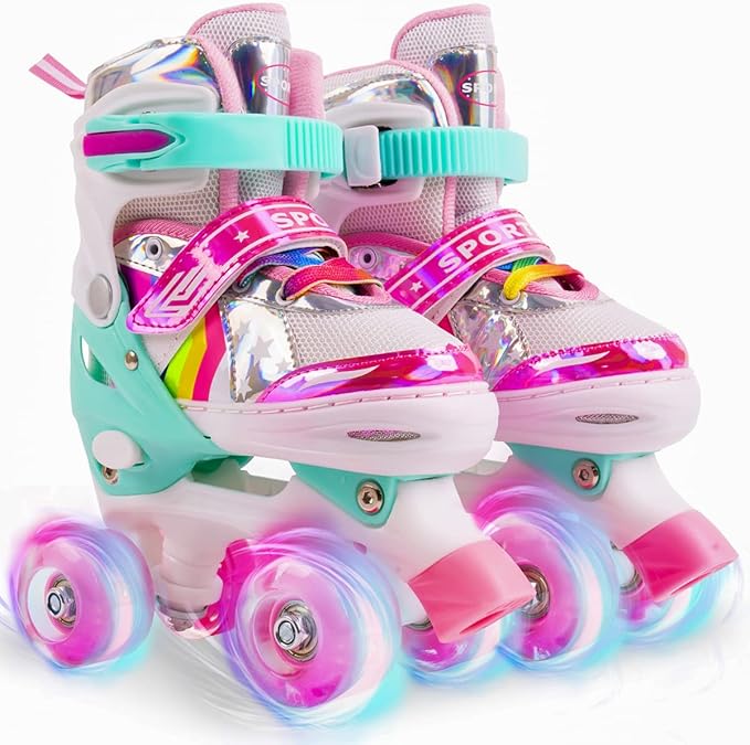 Nattork Pattini a rotelle per bambini e bambine, 4 misure, regolabili