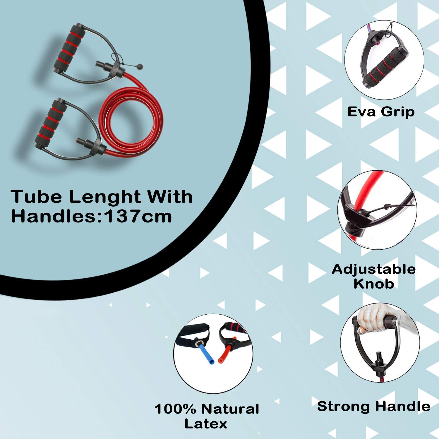 Jemei Premium Single Toning Tube Resistance Band Exercise Cord with Comfort Handles 4