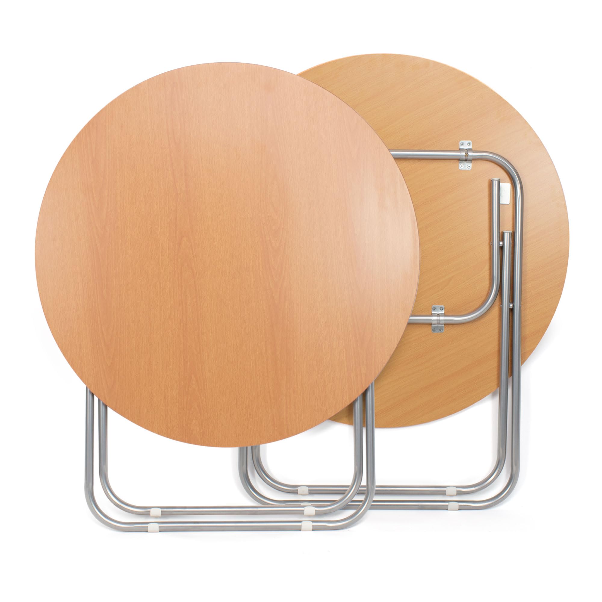 THE SECRET HOME - Mesa Cuadrada Plegable Portátil - Color Natural - 70 cm x 70 cm - Madera y Metal - Ideal para Cocina, Terraza o Jardín (D. Ø90 x Alto 70 cm)