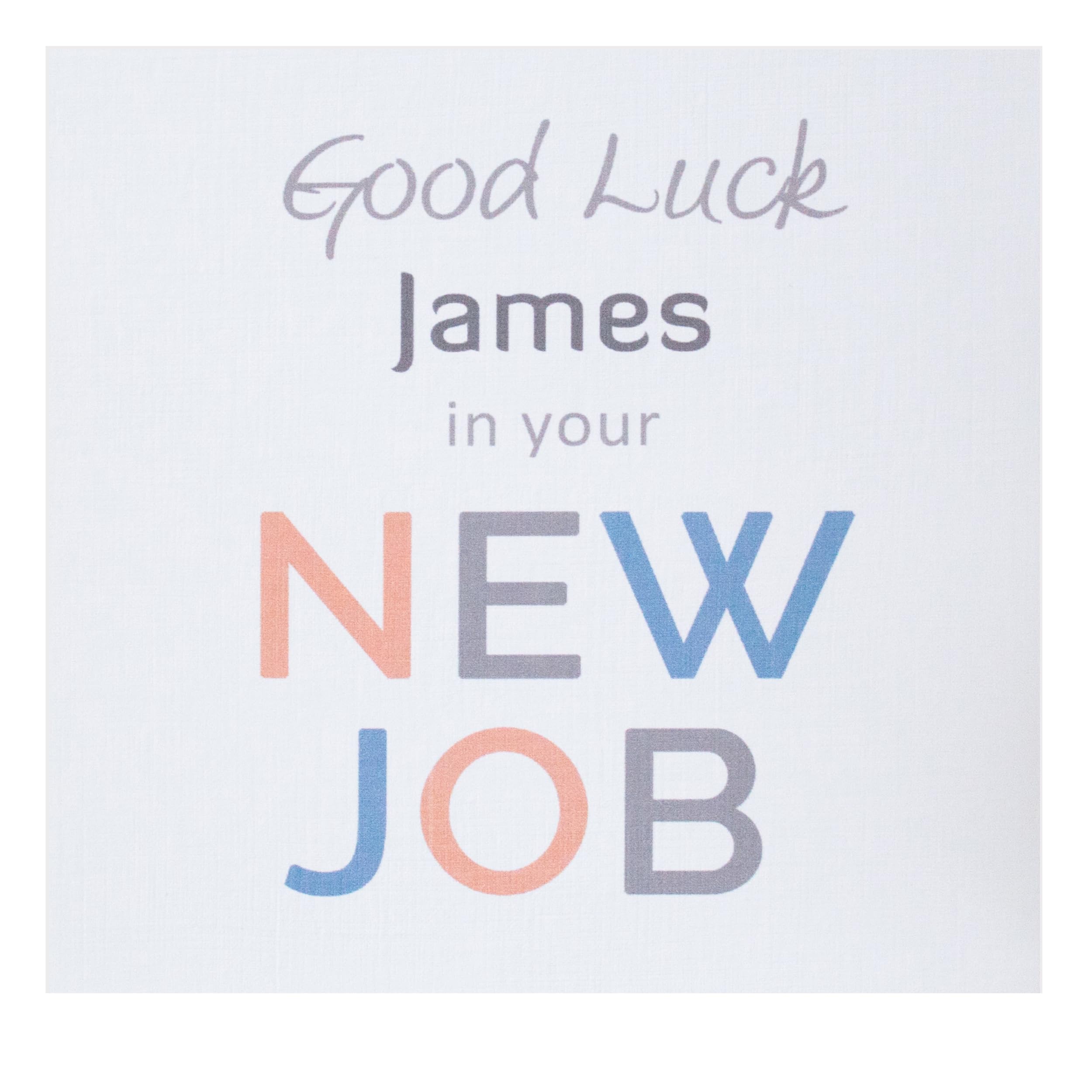 Personalised Good Luck in your New Job card - Handmade Good Luck in your New Job Card - Orange, Blue & Grey - Size 15 x 15 cm