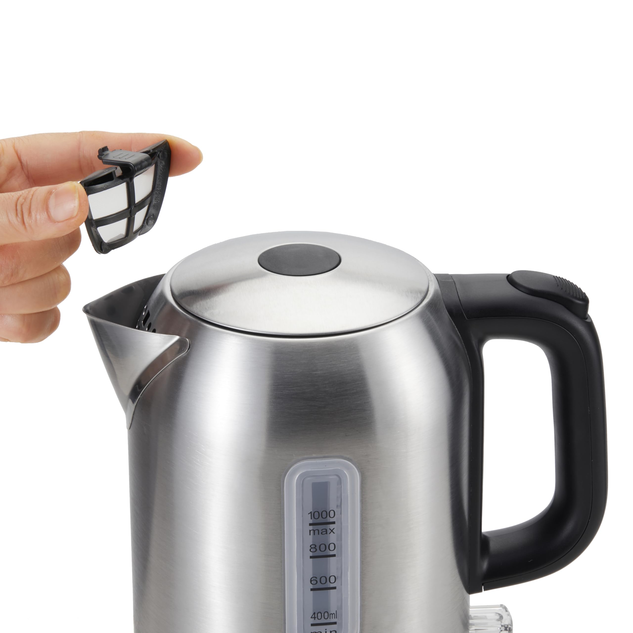Amazon Basics 1.1Qt (1L) Electric Kettle, Tea Kettle & Water Boiler, with Auto Shut-Off, Boil Dry Protection, High-Safety Strix Thermostat, BPA-Free, 1500W, Stainless Steel, New Model, Black & Silver - Image 6